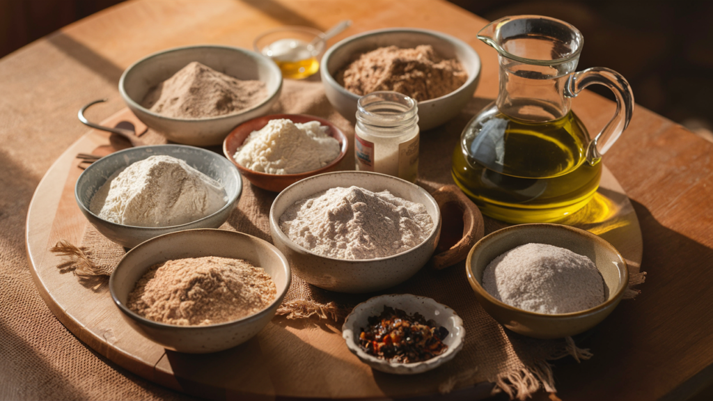 Ingredientes para pizza sin gluten.