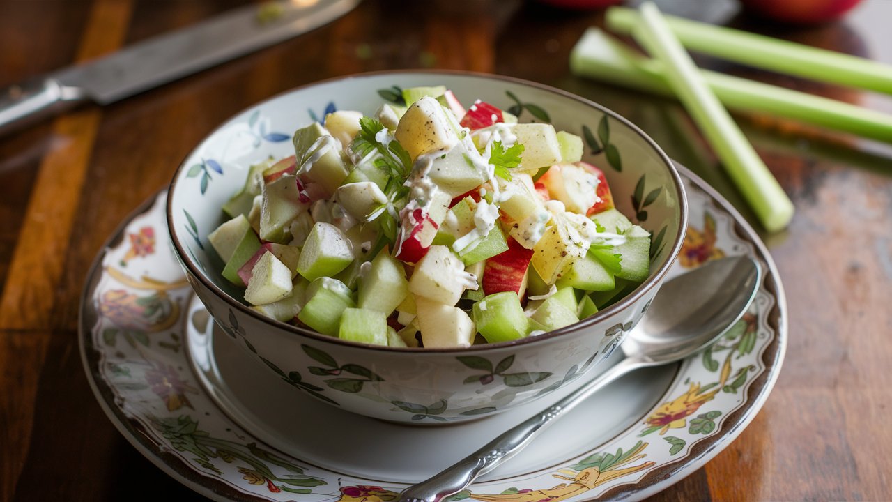 Receta de ensalada de manzana y apio con aderezo de yogurt