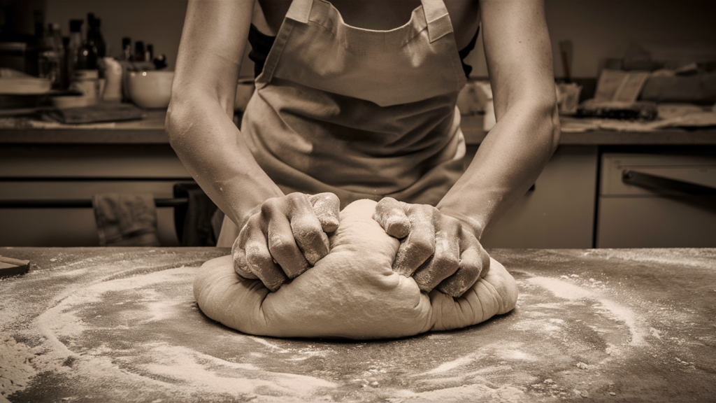 Persona amasando la masa de pan.