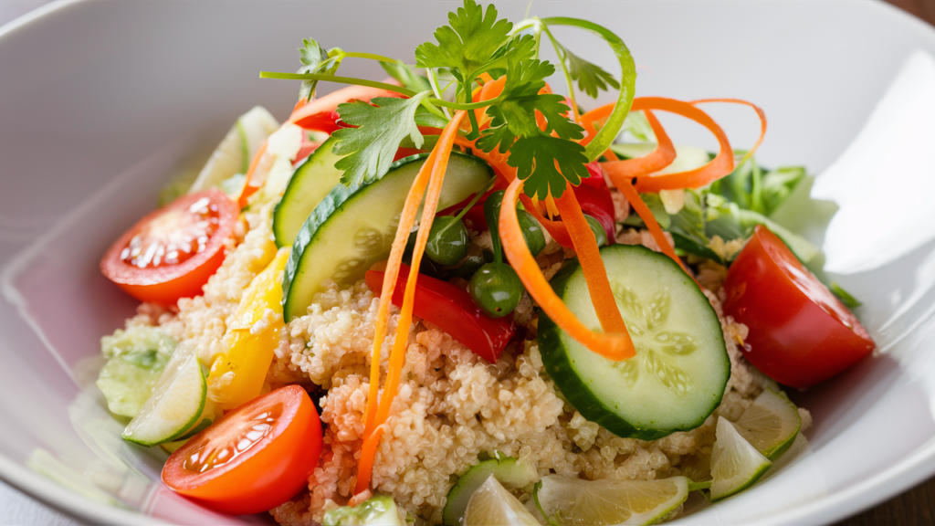 Ensalada de quinoa con vegetales.