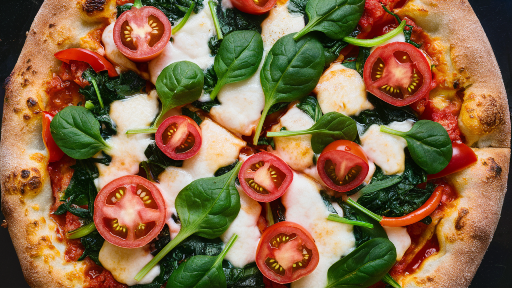 Pizza sin gluten recién horneada.