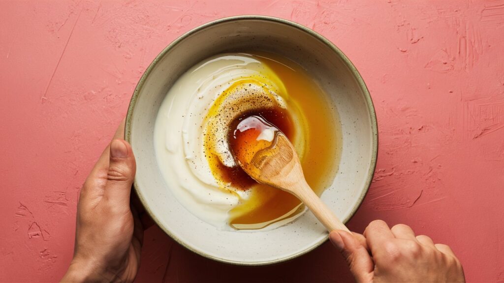 Preparación del aderezo de yogurt.