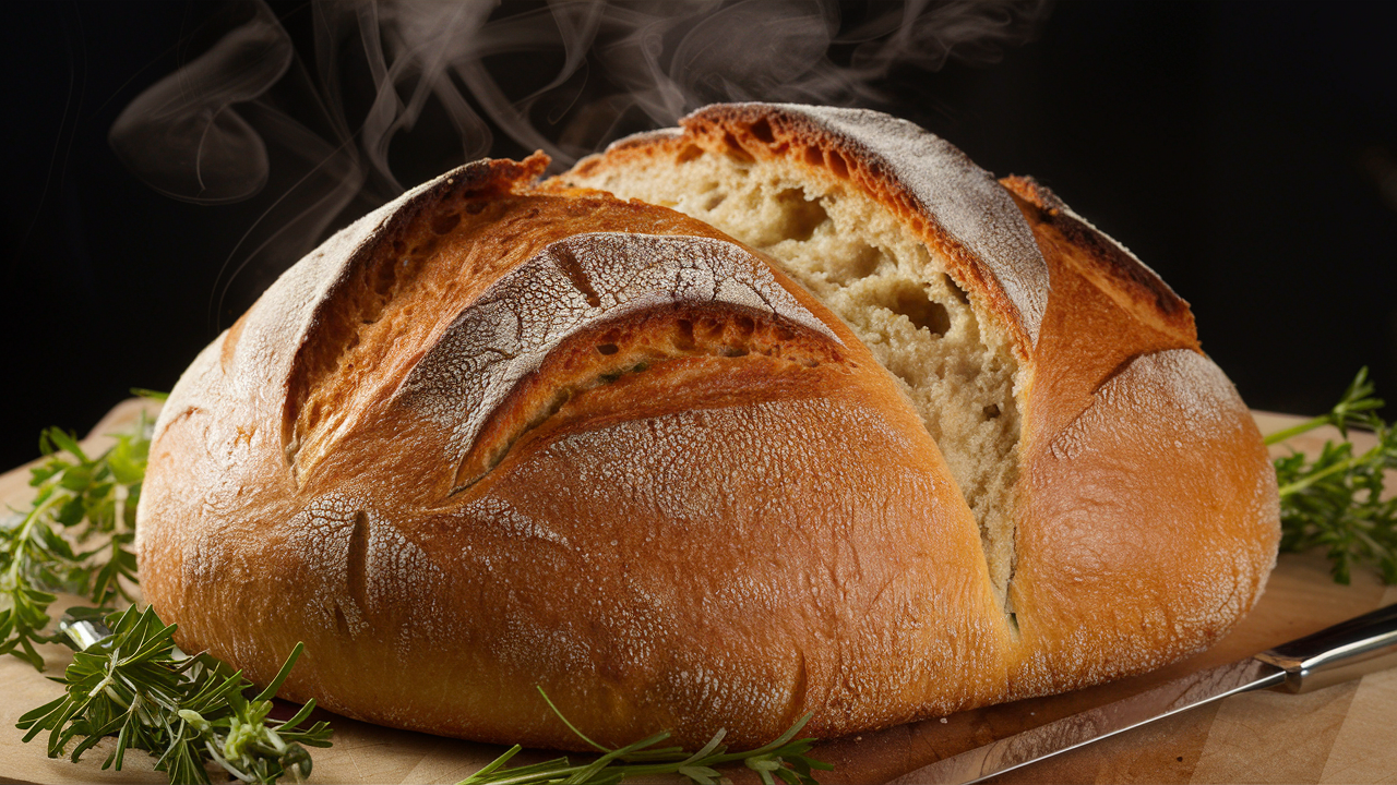 Diferentes tipos de panes caseros dispuestos en una mesa, incluyendo pan integral, pan de centeno y pan de masa madre.