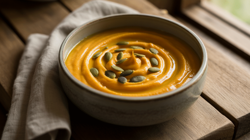Crema de calabaza casera y saludable.