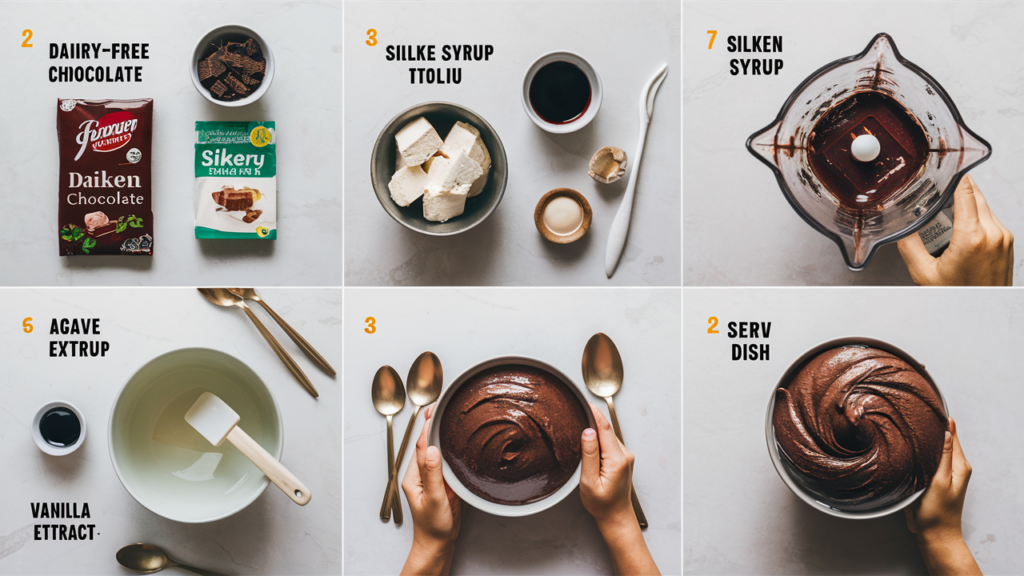 Preparación del mousse de chocolate sin lácteos.