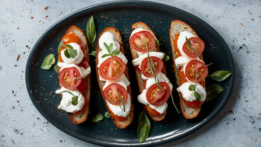 Bruschettas de tomate y mozzarella